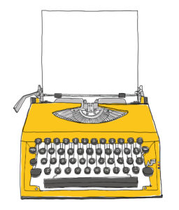 yellow Typewriter vintage with paper painting